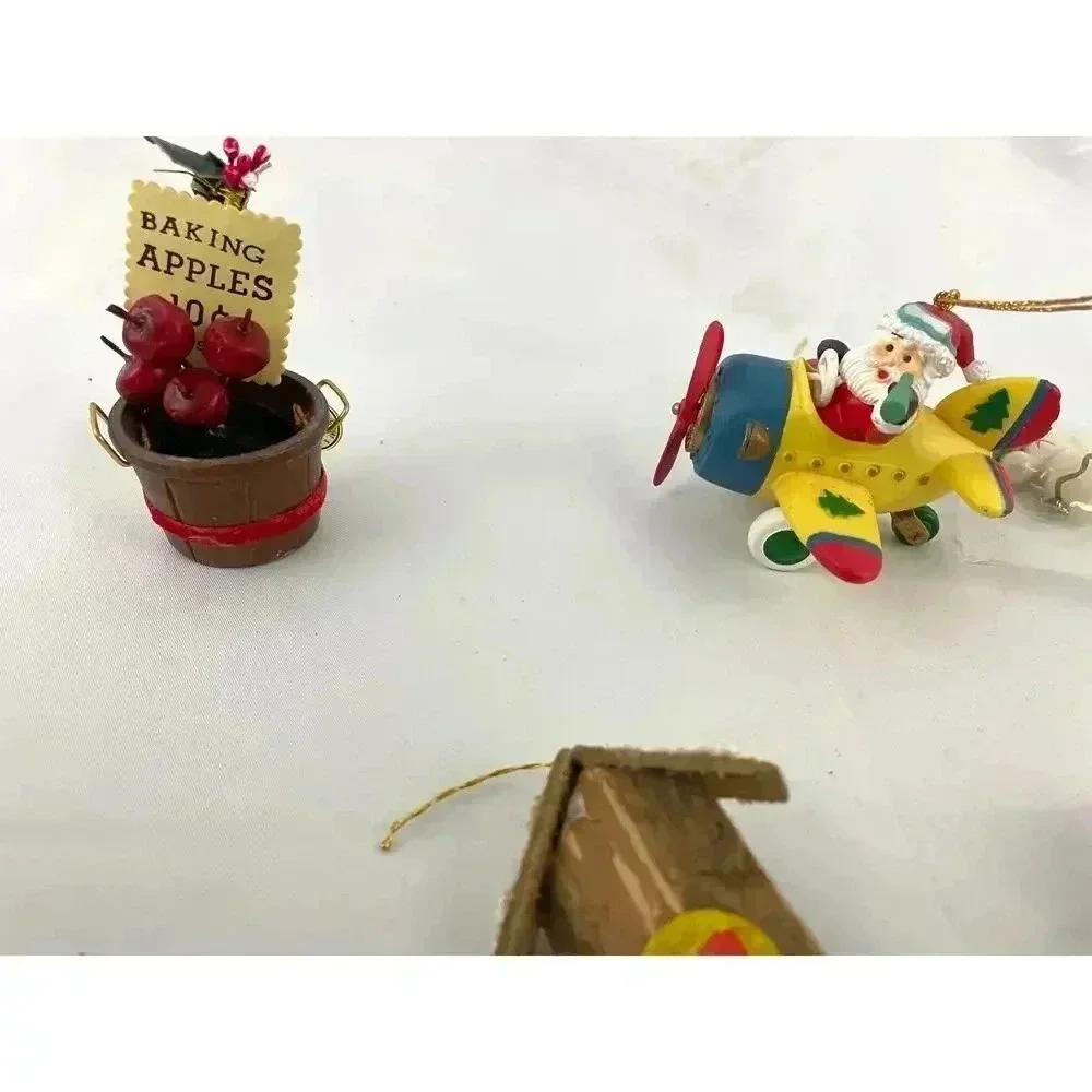 10x‎ VTG Holiday Ornaments Christmas Snowman Santa Plane Dolls Decor 1990s